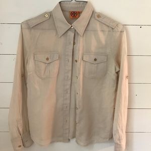 Tory Burch Button Down Shirt Gold Buttons